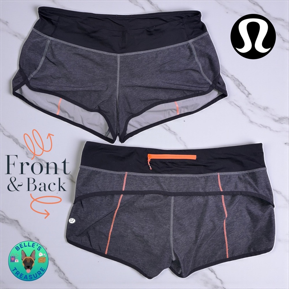 Lululemon Speed‎ Up Shorts 2.5" Women's 10 Heathered Gray Peach Running Leisure